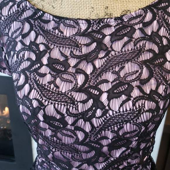 Three Hearts dress black purple lavender lace short sleeve Size 5 - Picture 4 of 6